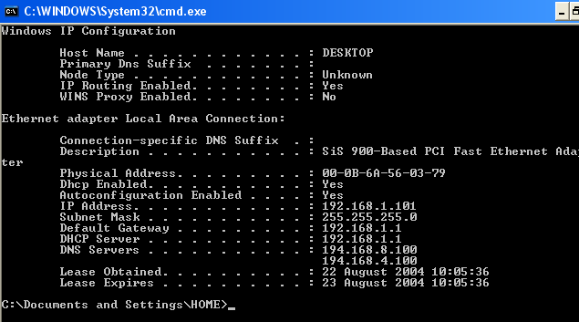 default gateway ipconfig